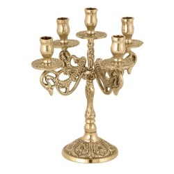 Five candle carved brass candlestick.