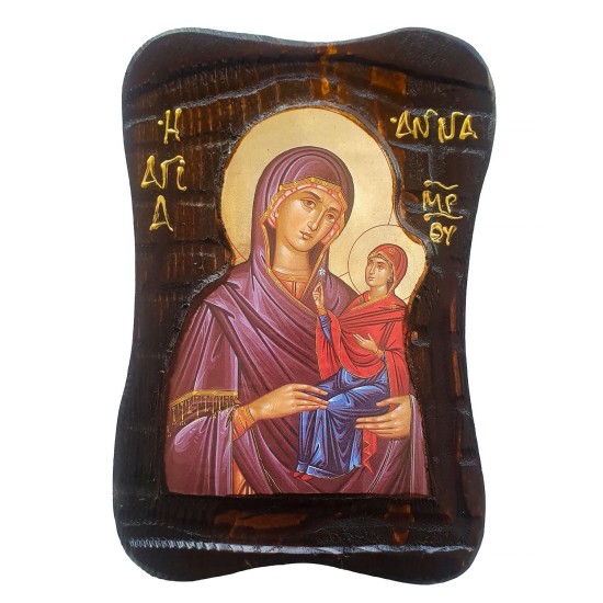 Εικόνα Αγία Άννα σε μασίφ ξύλο 16 Χ 25 