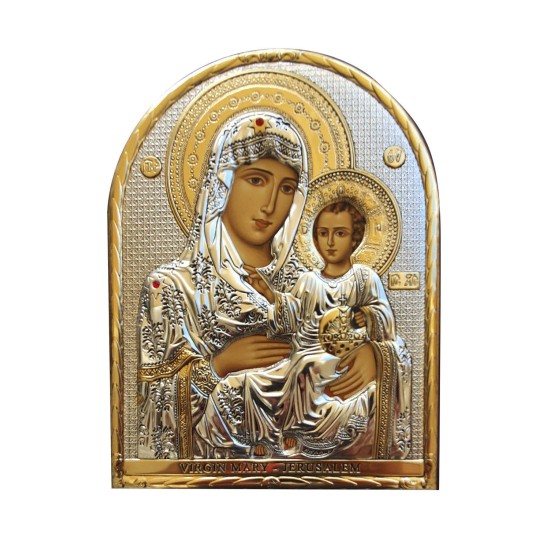 Παναγία Ιεροσολυμίτισσα ασημένια εικόνα 21 Χ 16 