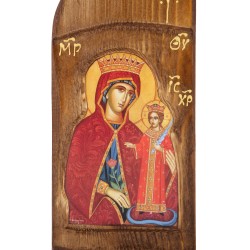 Εικόνα Παναγίας Ρόδον το Αμάραντον σε μασίφ ξύλο 11Χ 25
