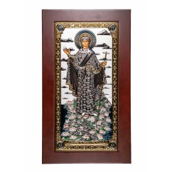 Παναγία Αθωνίτισσα ασημένια εικόνα σε μασίφ ξύλο 17,8 Χ 10,4 