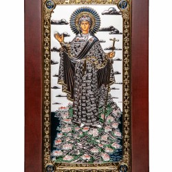 Παναγία Αθωνίτισσα ασημένια εικόνα σε μασίφ ξύλο 17,8 Χ 10,4 