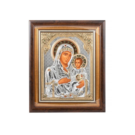 Παναγία Ιεροσολυμίτισσα ασημένια εικόνα 43,80 Χ 53,30  