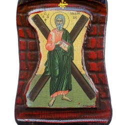 Εικόνα σε σκαλιστό ξύλο Άγιος Απόστολος Ανδρέας 18 Χ 12 
